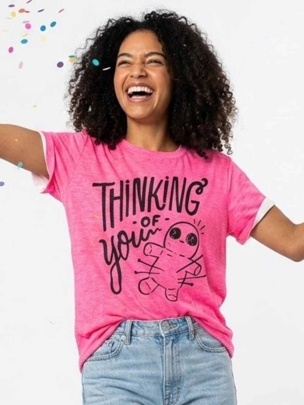 Shein Thinking Of You Voo Doo Doll Shirt Size 1X EUC P2P 22.5 In Length 25.5 In
